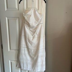 J. Crew White Eyelet Halter Midi dress